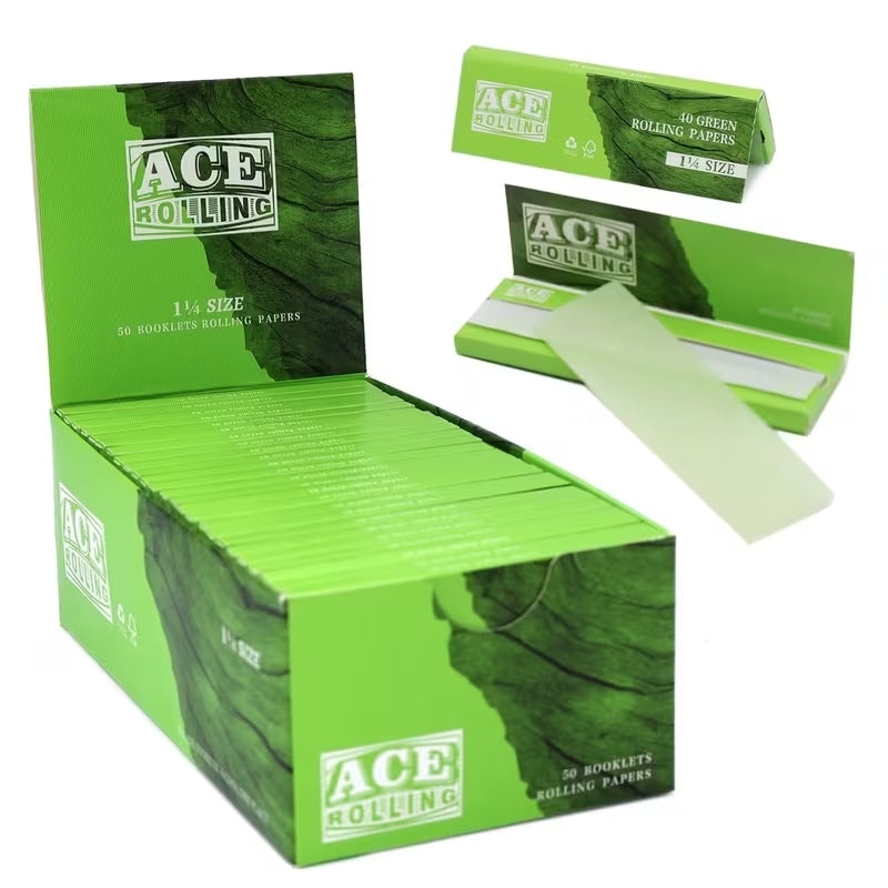 ROLLING Papiere, King Size Rolling Papiere Weiße Rolling Papiere - 77 MM 50 Heftchen mit 40 Papiersheets pro Heftchen (grün)