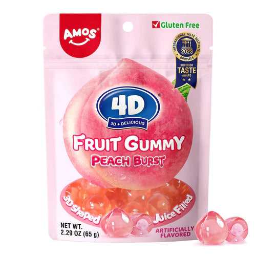 AMOS 4D Fruit Gummy Peach Burst 65g (10761170977102)