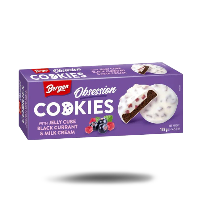Bergen Obsession Cookies w/ Jelly Cube Blackcurrant & Milk Cream 128g (10713911492942)