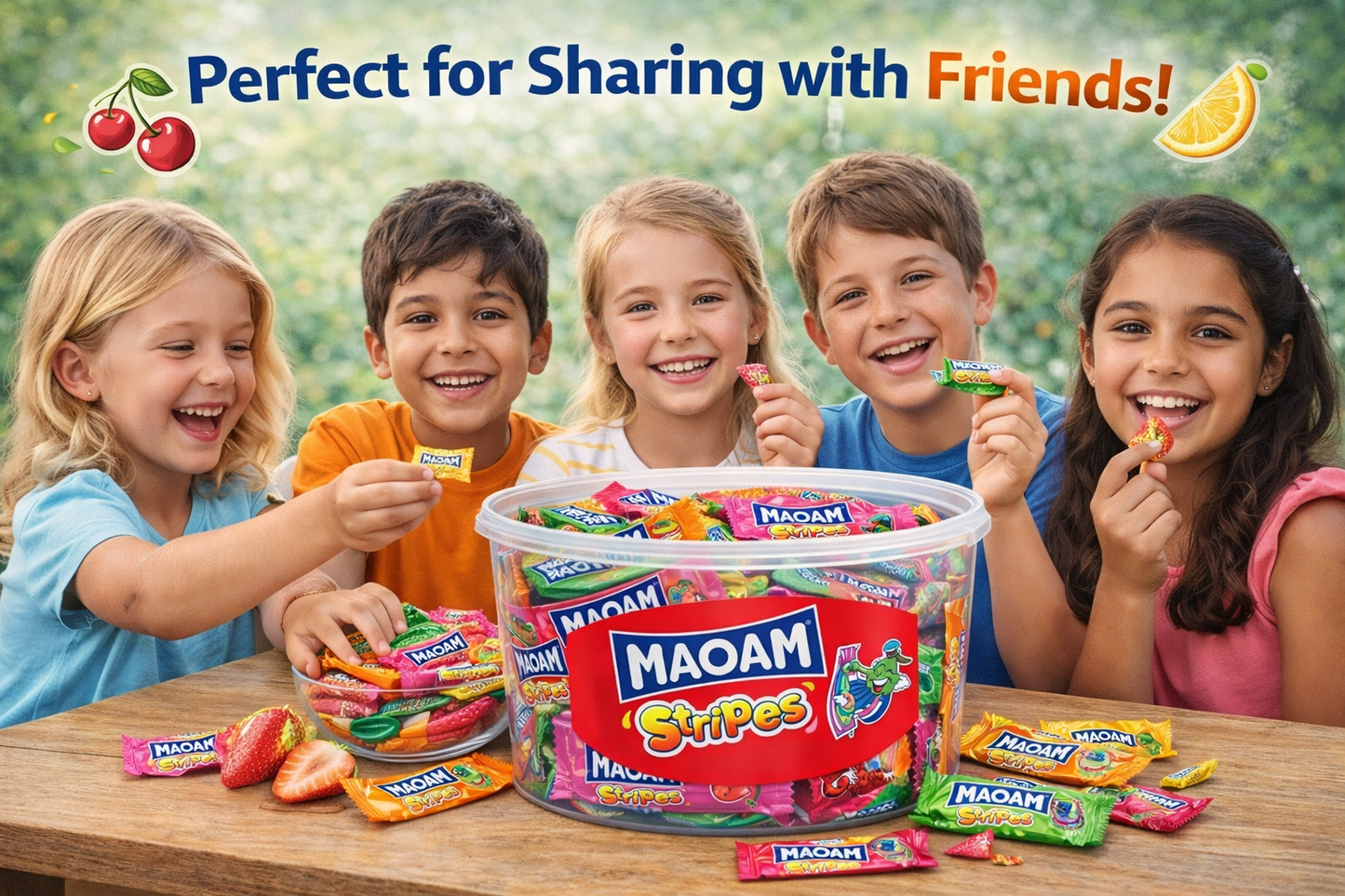 Maoam Kaubonbon bunte Mini Stripes in der Runddose 100 Stück 700g