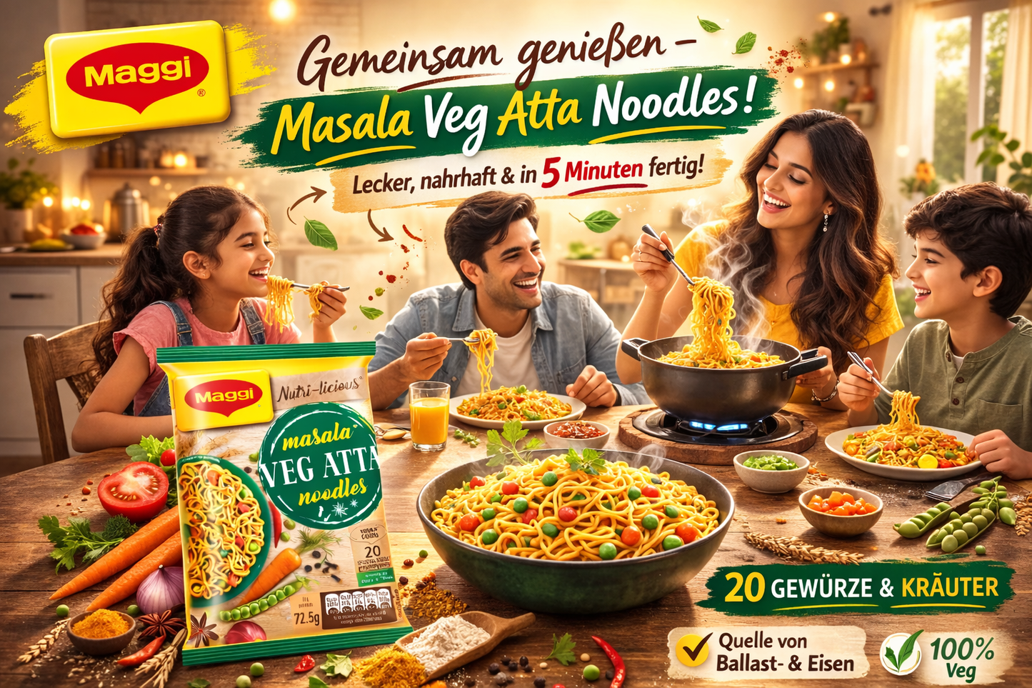 Maggi Masala Veg Atta Nudeln 75g