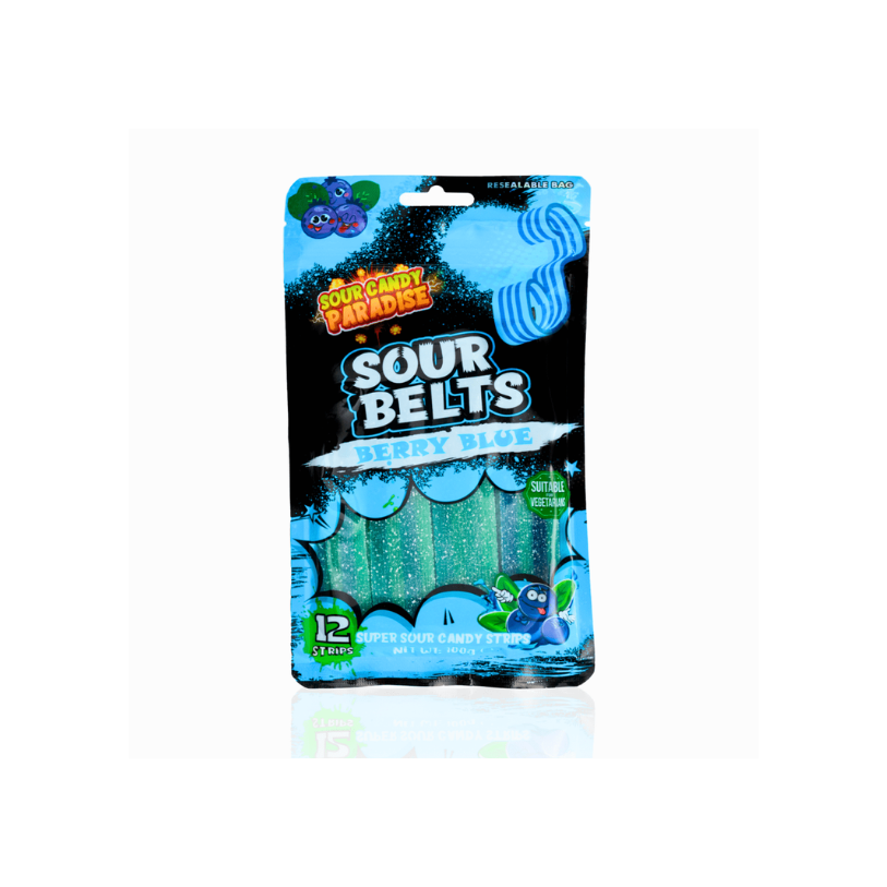 Candy Paradise Sour Belts Berry 100g (10088025358670)