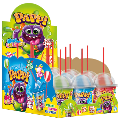 Pappi Gel & Lollipop Sour Liquid Jelly Lollipop 12X45G (8646159171918)