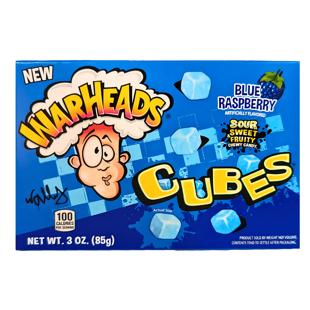 Warheads Blue Raspberry Cubes Theatre Box 85g (10331184103758)