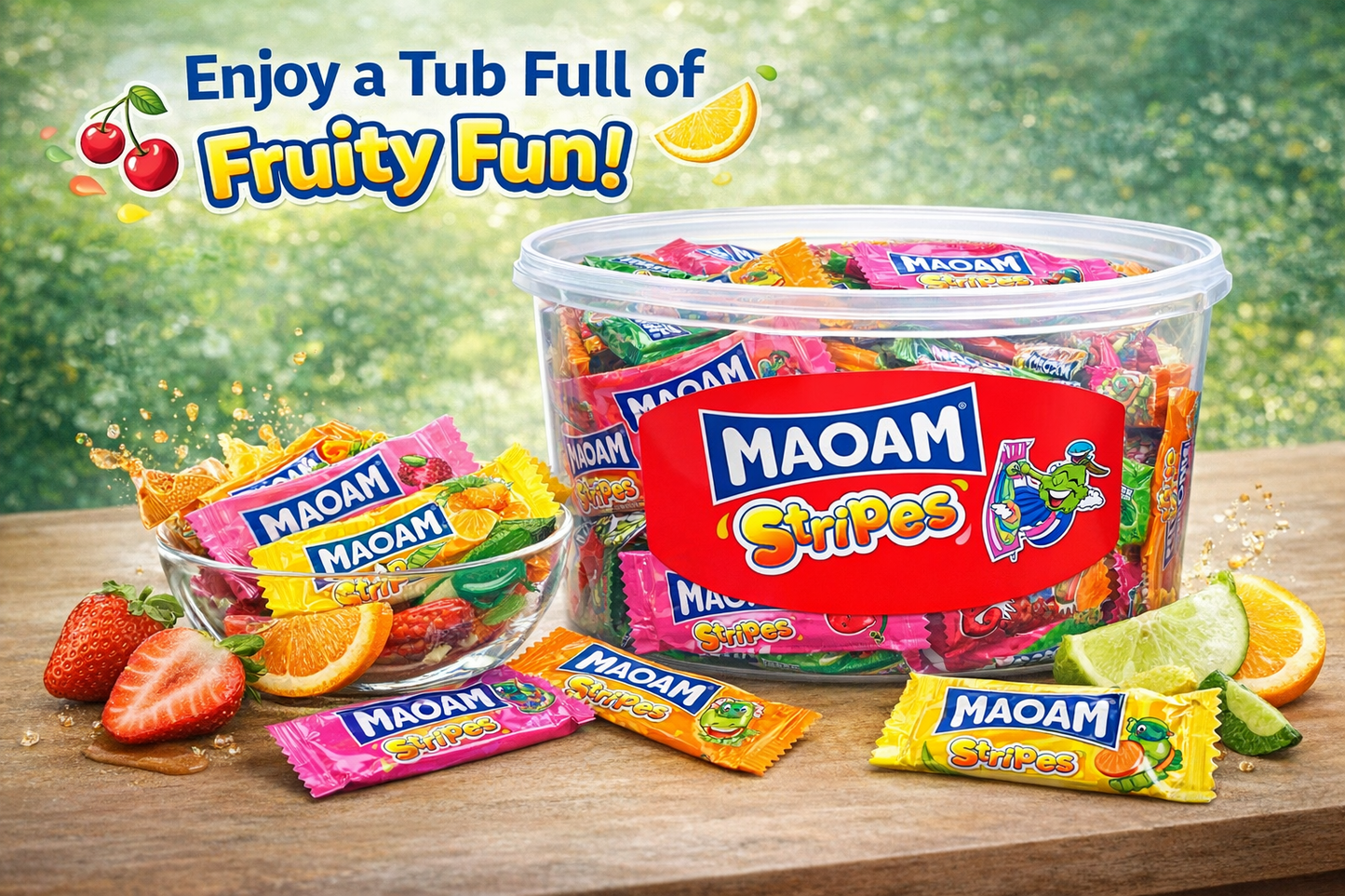 Maoam Kaubonbon bunte Mini Stripes in der Runddose 100 Stück 700g