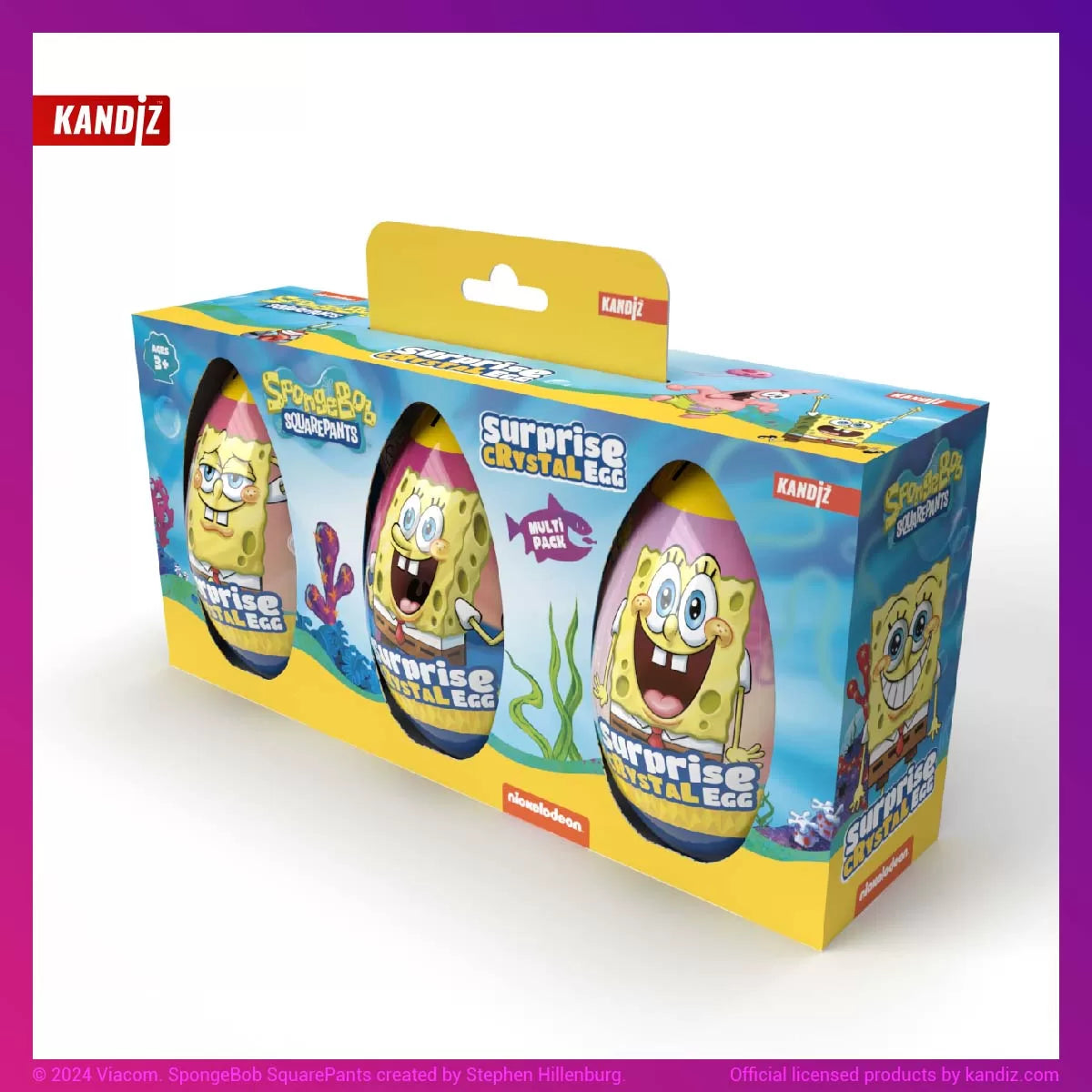 SpongeBob Surprise Crystal Egg (x3 Multipack) 48g Display (8911236956494)