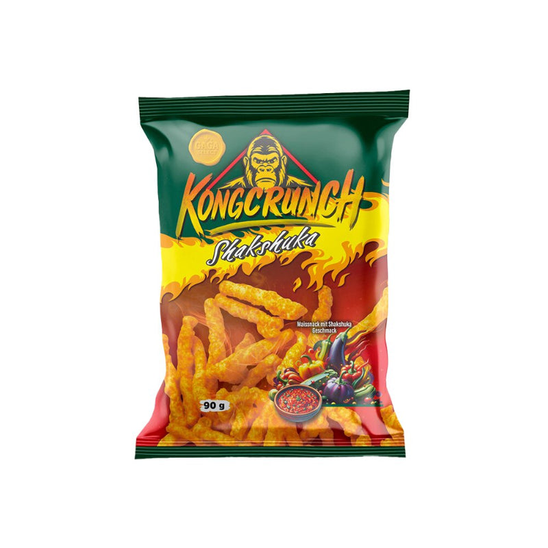 Kongcrunch Shakshuka Style Beutel 90g Verpackung Vorderseite

Kongcrunch Shakshuka Style würziger Snack 90g

Kongcrunch Shakshuka Style Crunch Snack Nahaufnahme

Kongcrunch Shakshuka Style Knabbersnack 90g Produktbild
