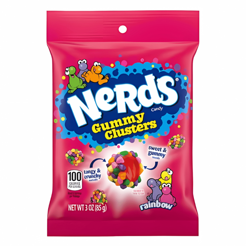 Nerds Gummy Cluster Rainbow Peg Bag 85g mit knuspriger Nerds Ummantelung