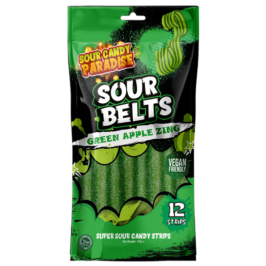 Sour Candy Paradise Sour Belts Green Apple 100g (10493583196494)