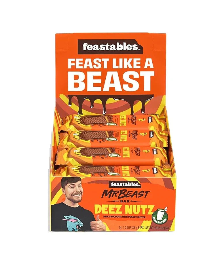 Feastables Mr. Beast Deez Nuts Chocolate Bar 35g Display (9672538587470)