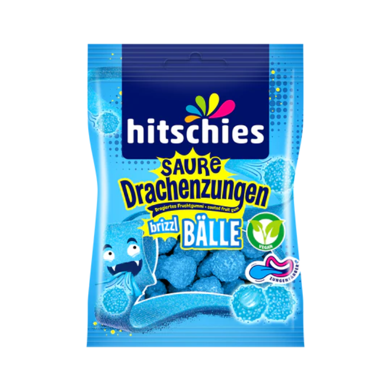 Hitschies Saure Drachenzungen Brizzl Bälle  Blau 100g